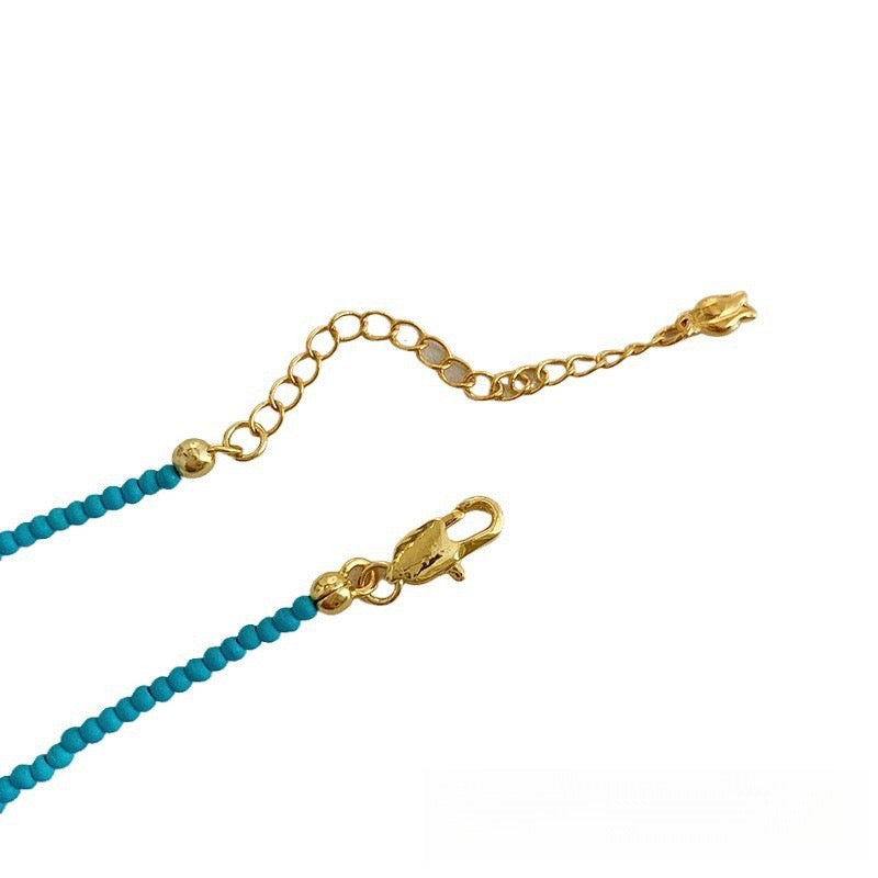 Fine Seed Bead Pearl & Turquoise Necklace Light Luxury · Natural Harmony · Modern Grace