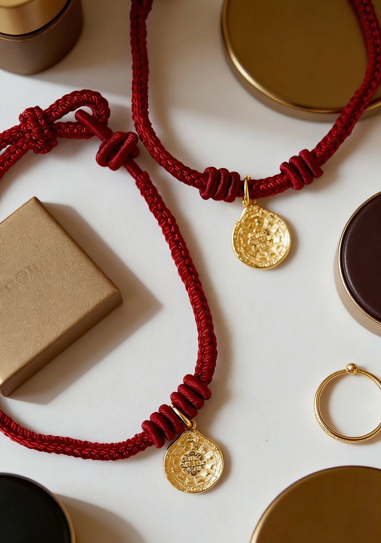 Red String Nine Palace Bagua Amulet Bracelet – Luck & Fortune Couple Knot