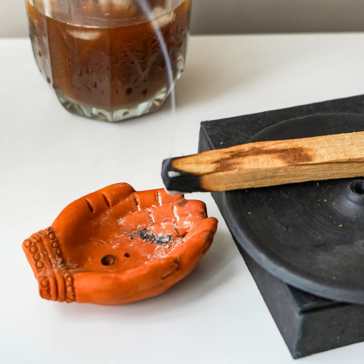 Handcrafted Ceramic Hands Incense Holder in Decorative Box