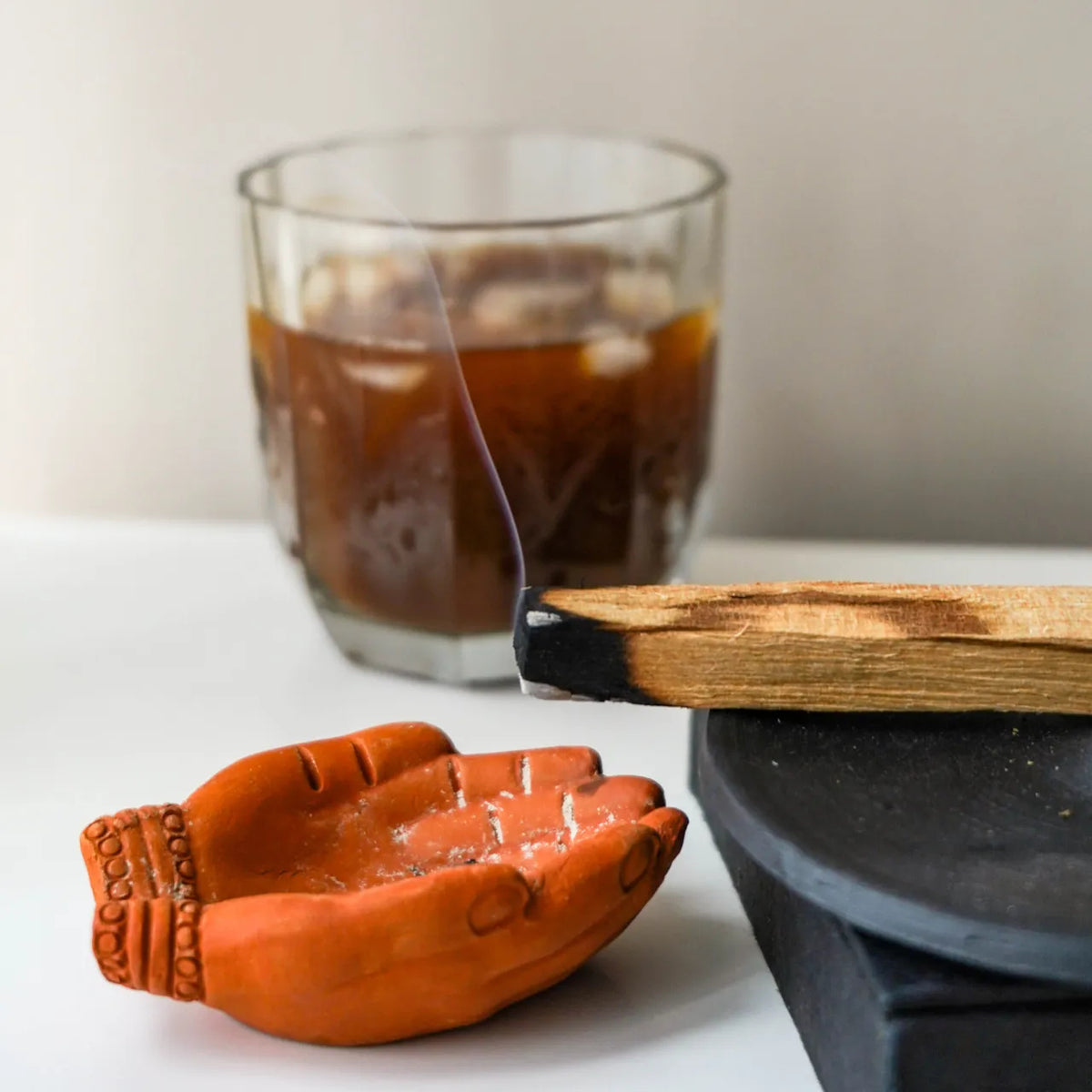 Handcrafted Ceramic Hands Incense Holder in Decorative Box