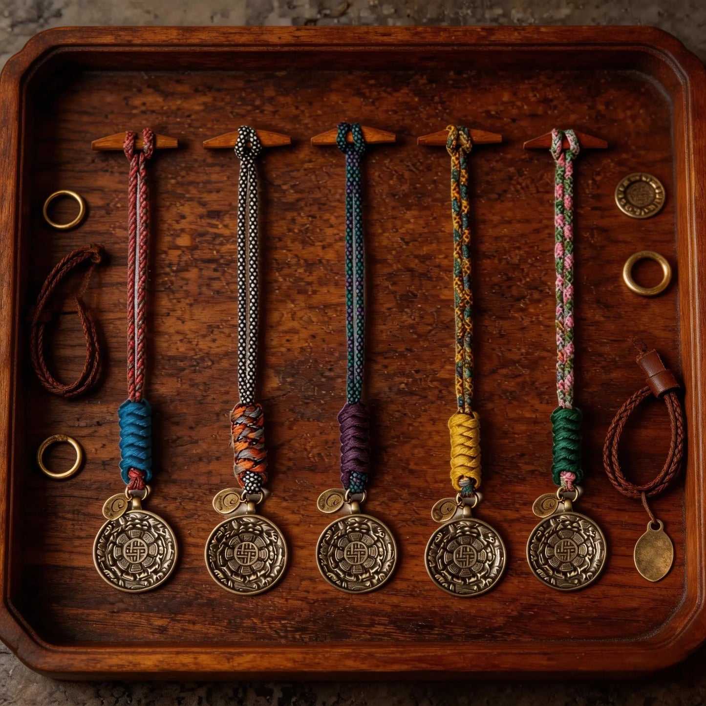 Nine Palaces and Eight Trigrams Pure Copper Pendant, Auspicious and Wish-Fulfilling Original Handmade Tibetan-Style Jewelry, Souvenir Gift