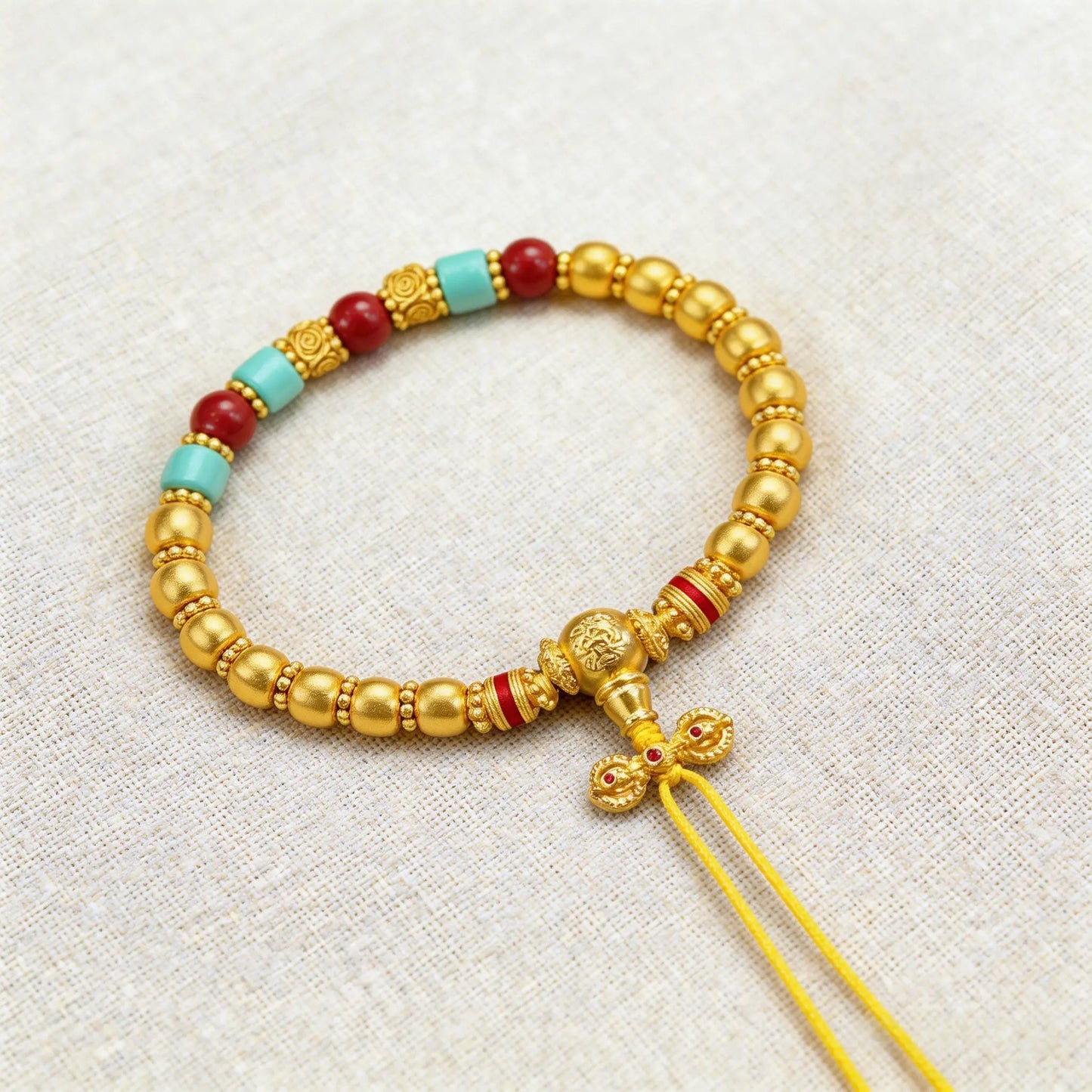 Traditional Gold-Filled Turquoise Vajra Bracelet