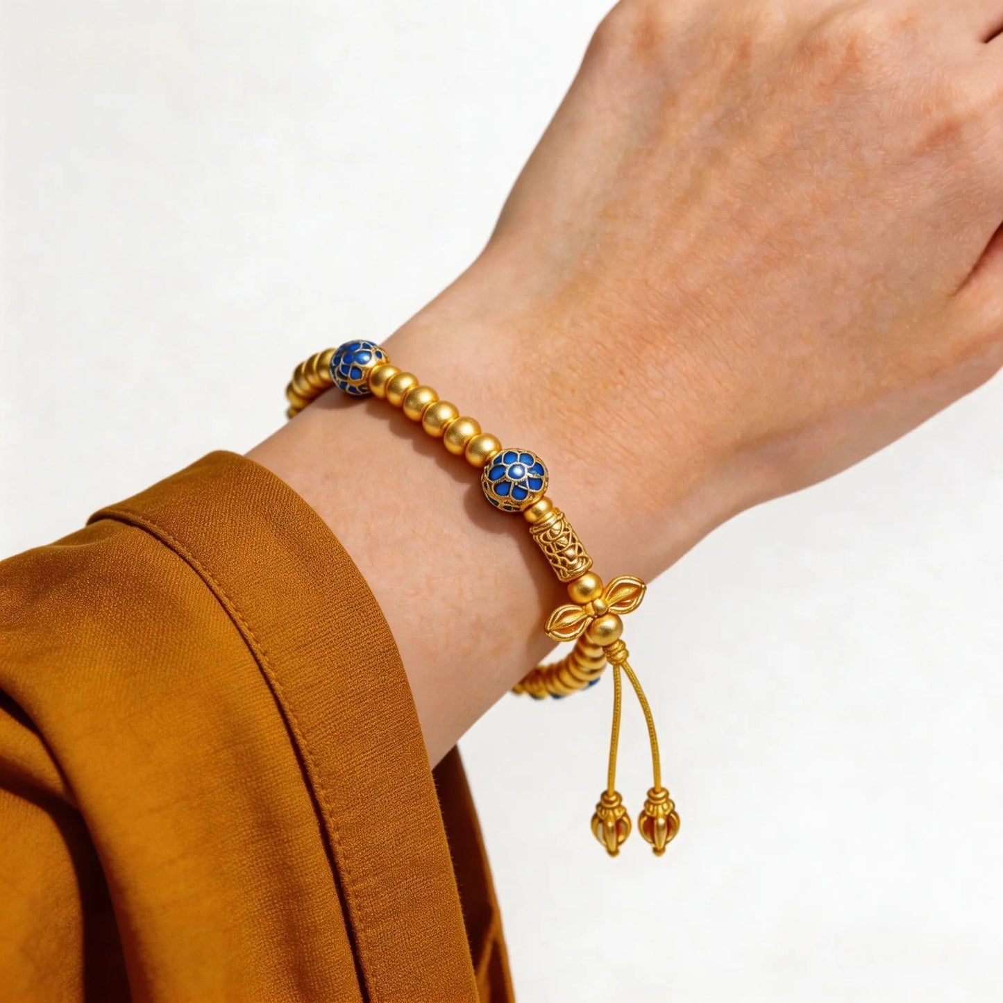 Gold-plated high-color retention sand gold enamel vajra bracelet for women