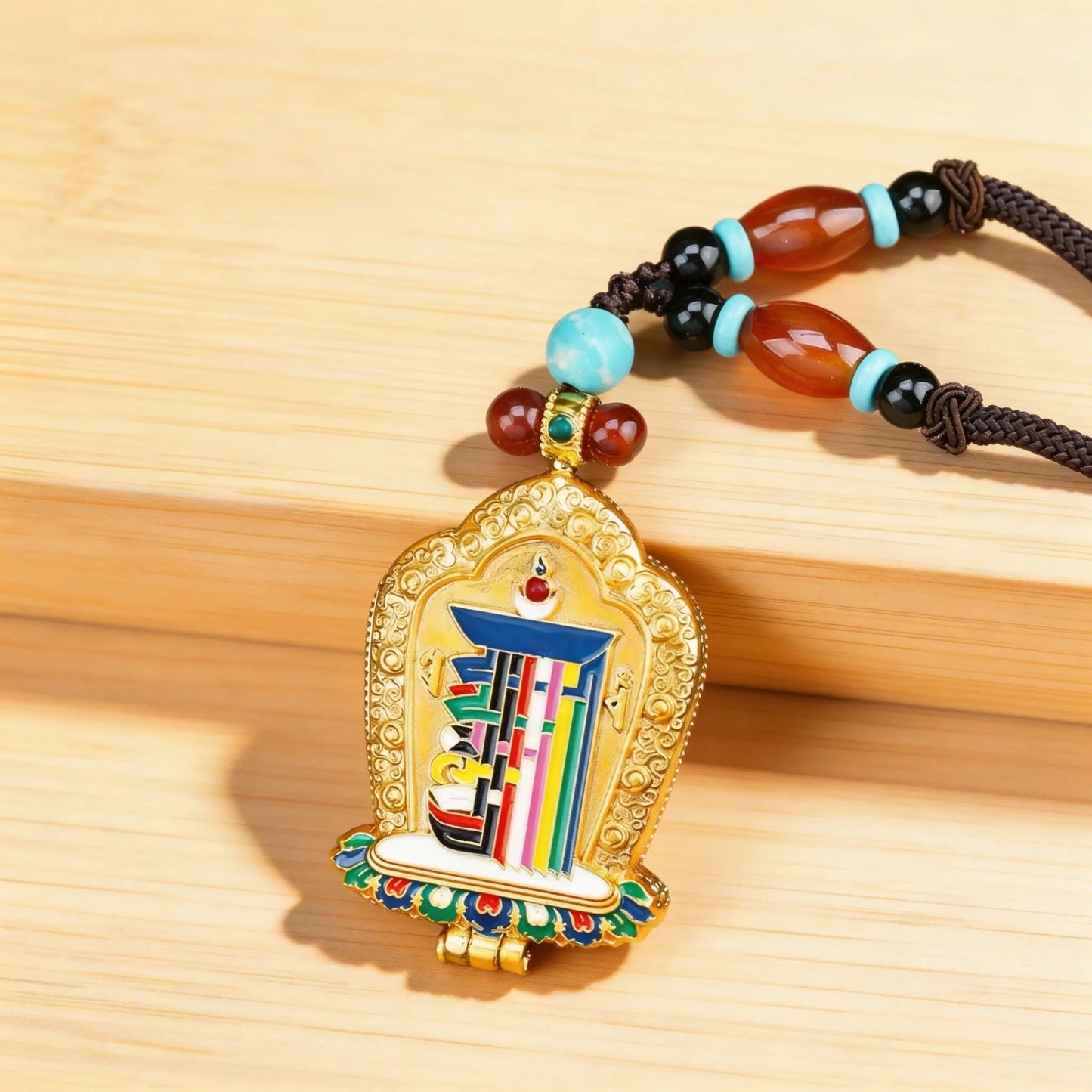 Gawu Box Nepal Tibetan Ritual Instrument Portable Buddha Box Hand-Painted Ten Freedoms Pendant