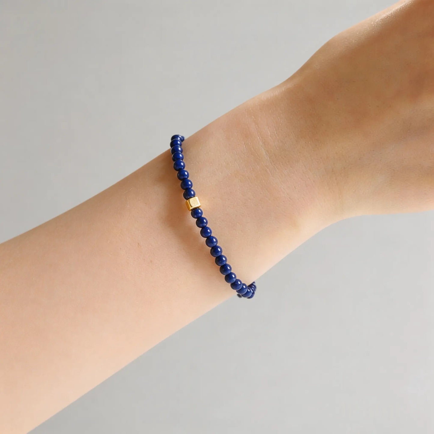 Lapis Lazuli Bracelet, Extremely Fine Women's Round Bead Bracelet, Imperial Blue 4mm Small Crystal Bracelet, Fine Jade