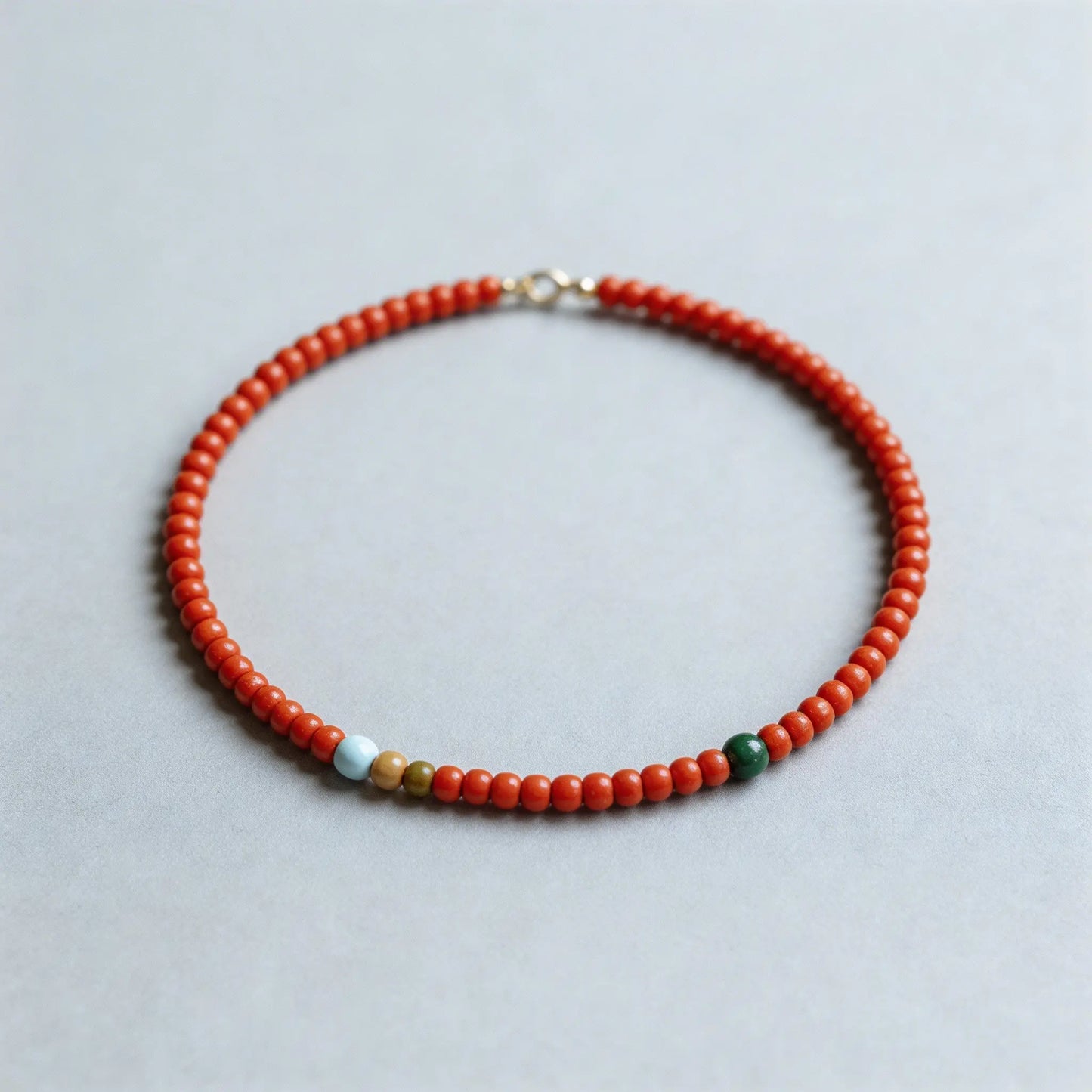Original Nan Hong grade tiny millet beads 2mm bracelet with multi-treasure turquoise and silver persimmon red stackable