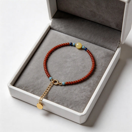 Xiaonan red fine cord good luck 2mm zodiac year fiery red agate ice-flecked cherry red agate bracelet