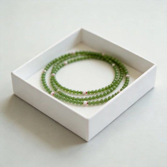 Natural Pearl and Emerald Semi-Precious Gemstone Necklace