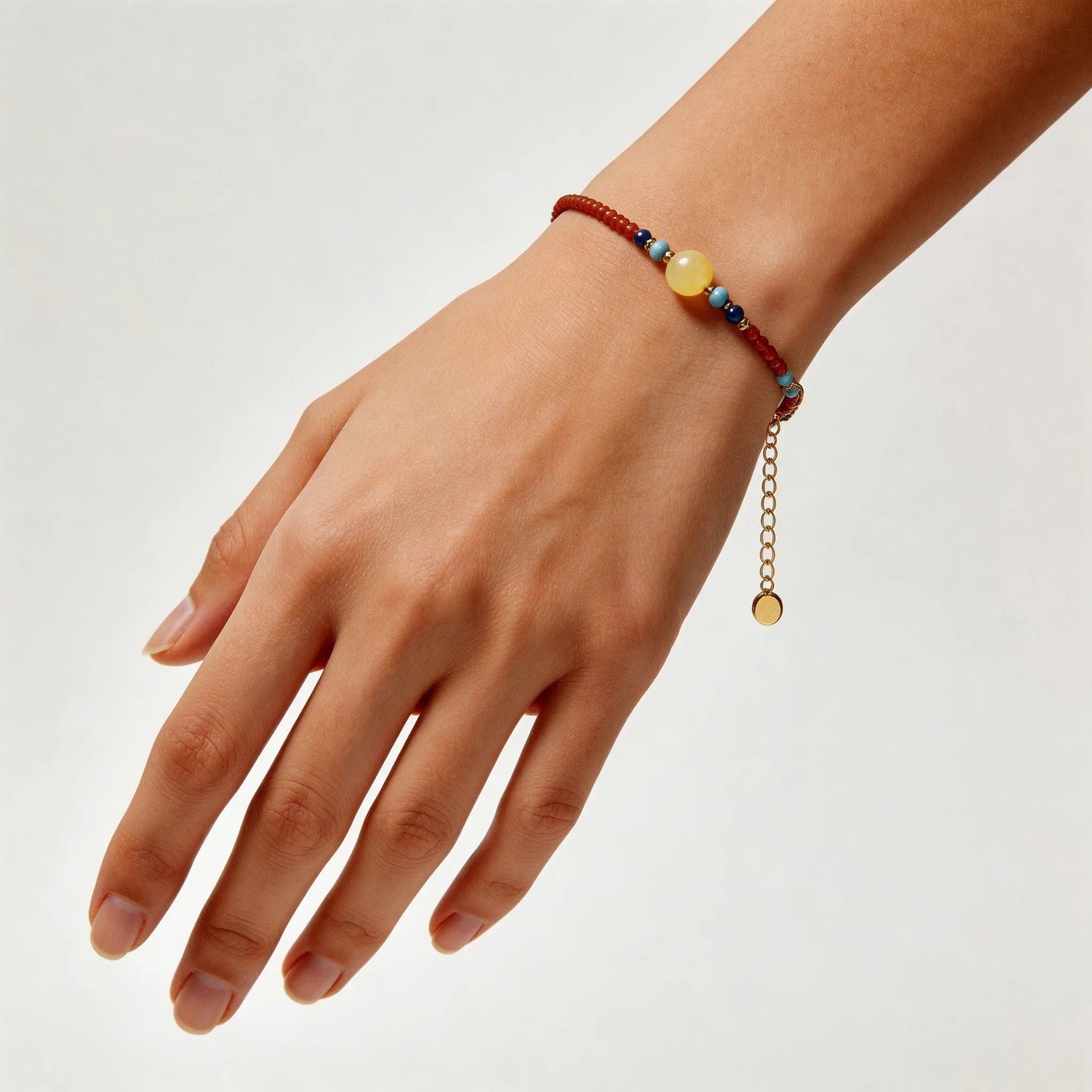 Xiaonan red fine cord good luck 2mm zodiac year fiery red agate ice-flecked cherry red agate bracelet